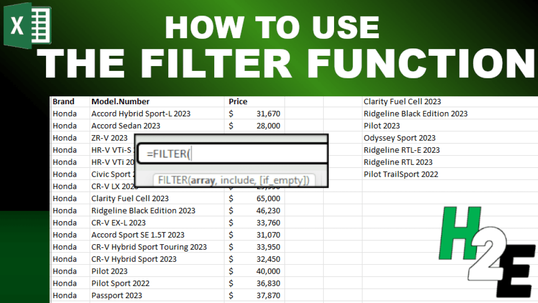 How to Use the Filter Function in Excel