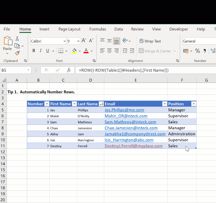 Automatically Number Tables Rows In Excel. How To Excel At Excel