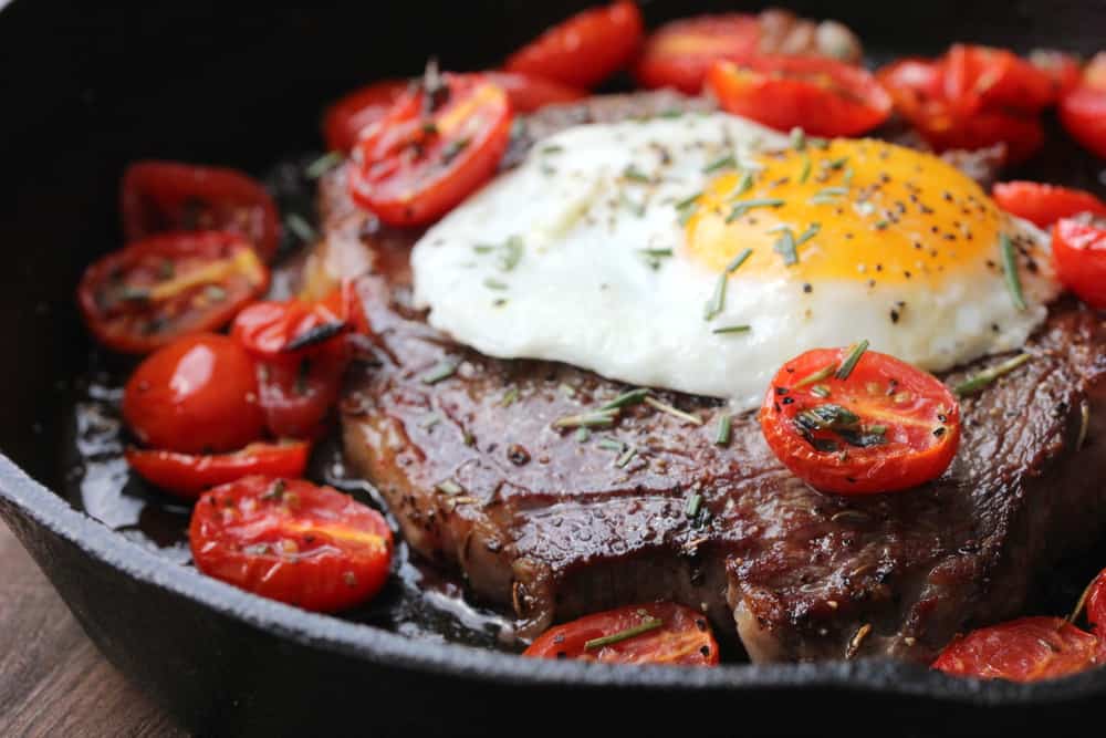 Steak and Eggs with Roasted Cherry Tomatoes How To Feed A Loon