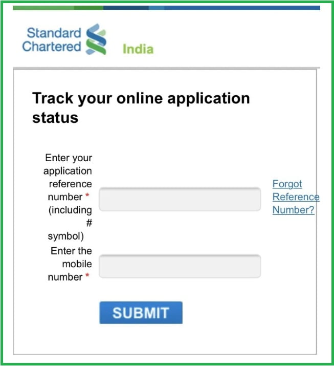 Standard Chartered Bank Credit Card Application Status Check Online