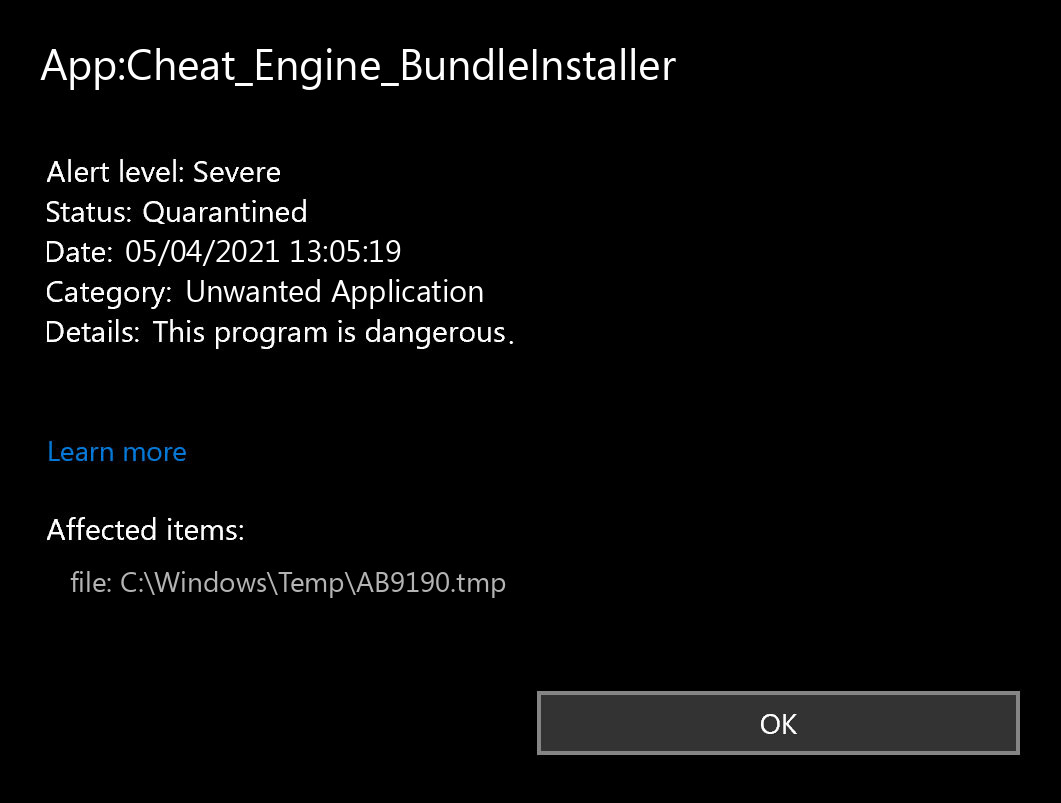 App:Cheat_Engine_BundleInstaller — Virus Removal Guide