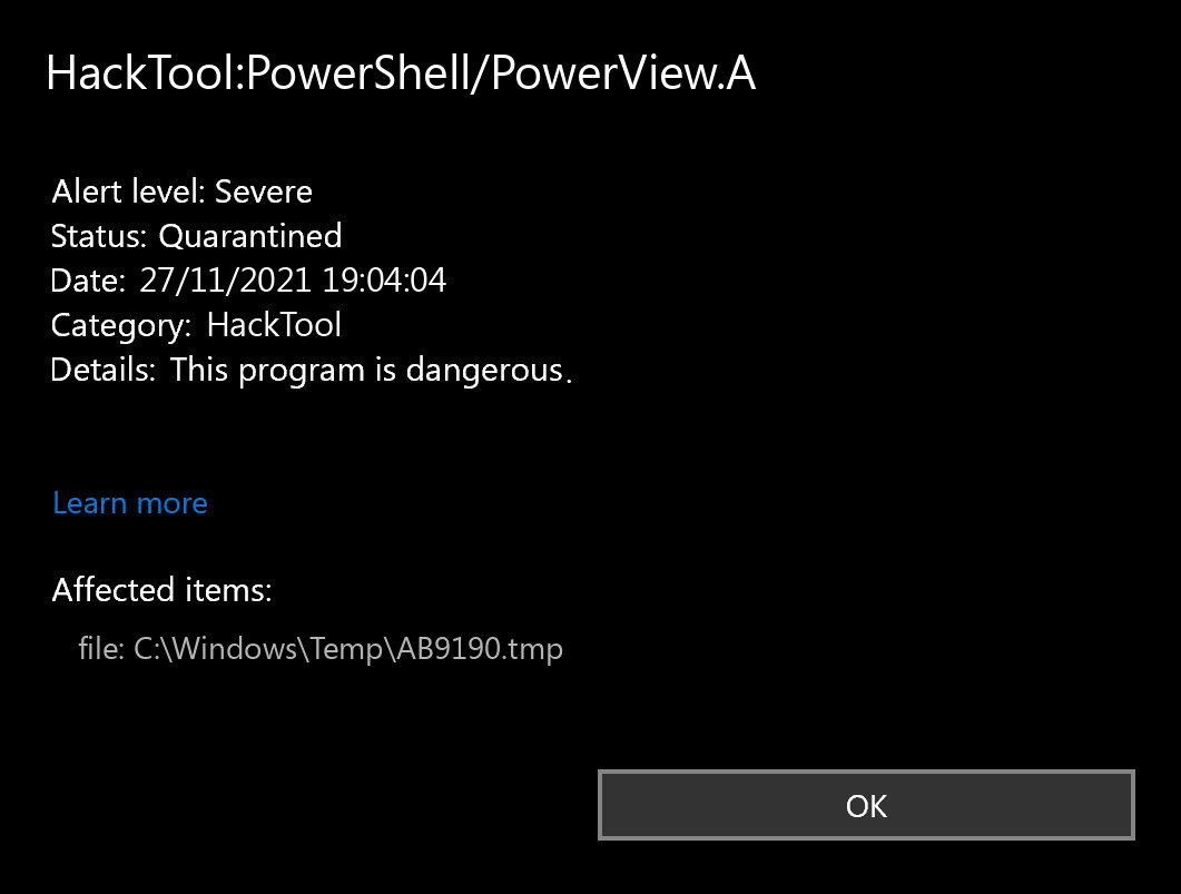 HackToolPowerShell/PowerView.A (PowerView HackTool) — Virus Removal Guide