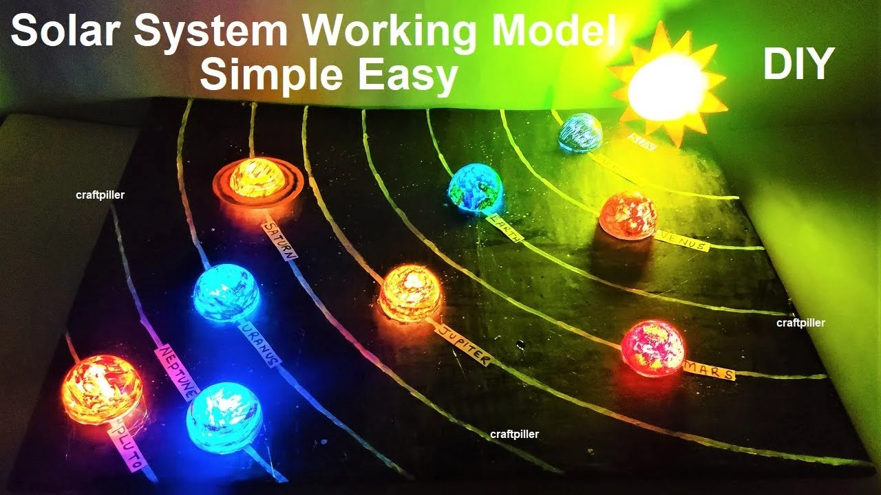 how to make solar system working model with lights using cardboard