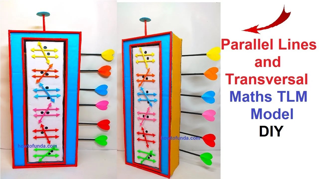 how to make parallel lines and a transversal maths TLM model diy