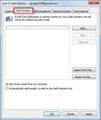 Safe Senders List Outlook 2023 How To Add A Sender To The Safe Senders List In Microsoft Outlook | Webucator