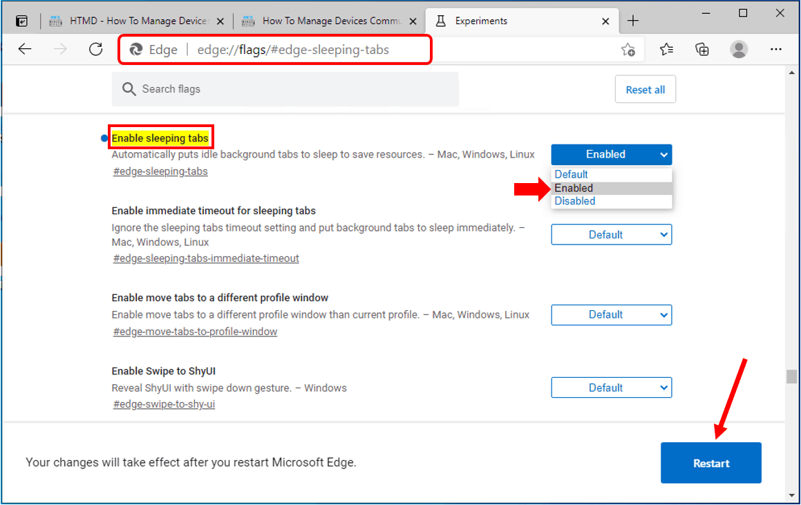 How To Enable Or Disable Sleeping Tabs In Microsoft Edge Chromium