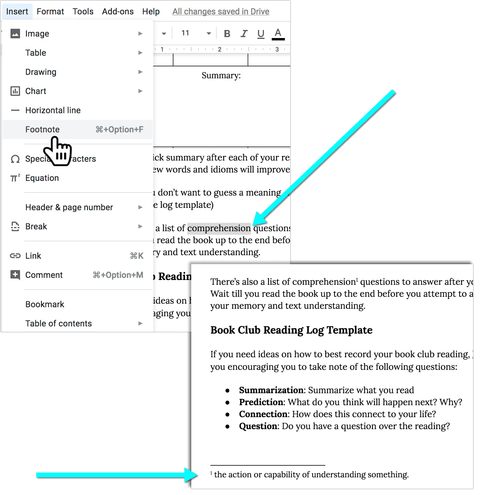 How to Add Footnotes in Google Docs Google Docs Footnote Formatting