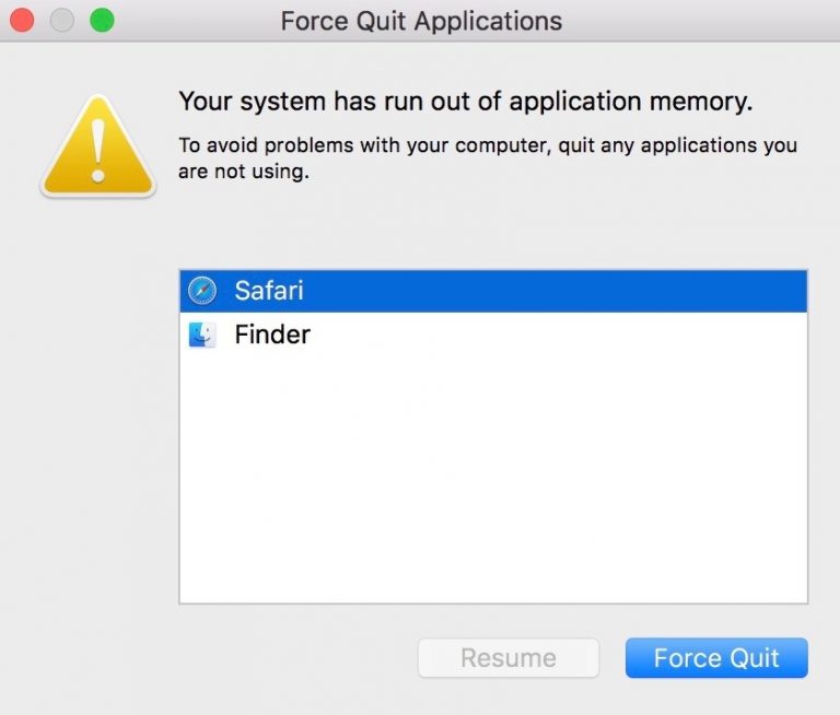 "Your system has run out of application memory" Mac Fix