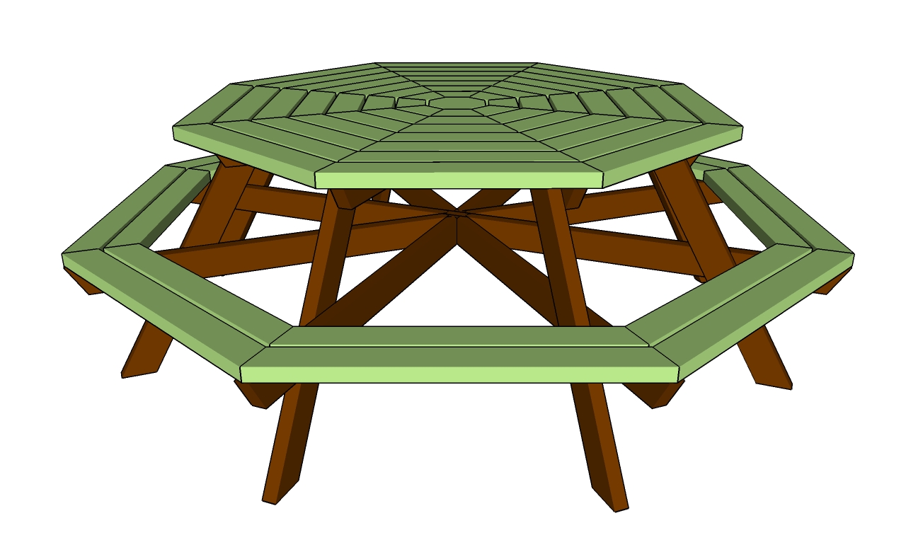 Custom Beginner Detail Composite octagon picnic table plans
