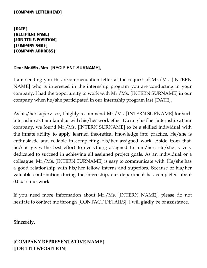 Letter For Counseling Intern • Invitation Template Ideas