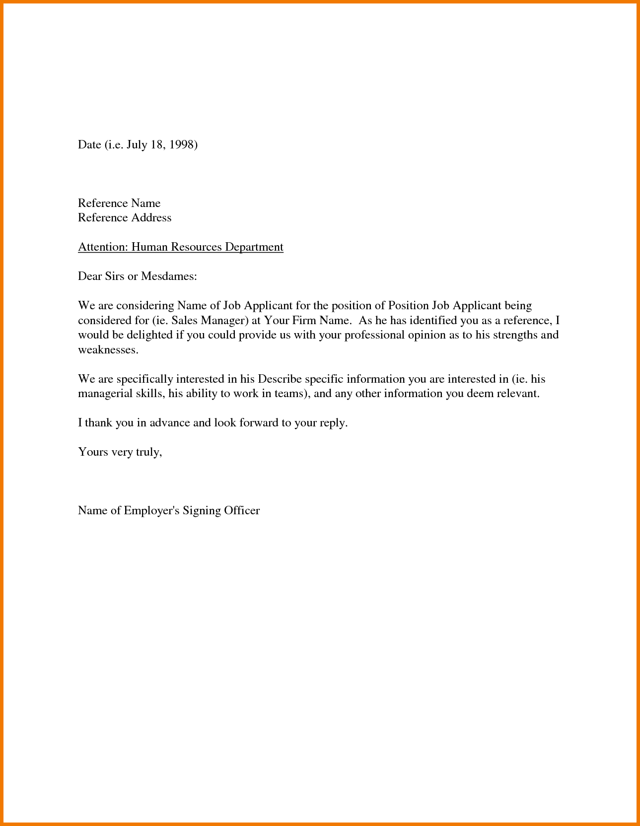 Character Reference Letter Weakness • Invitation Template Ideas