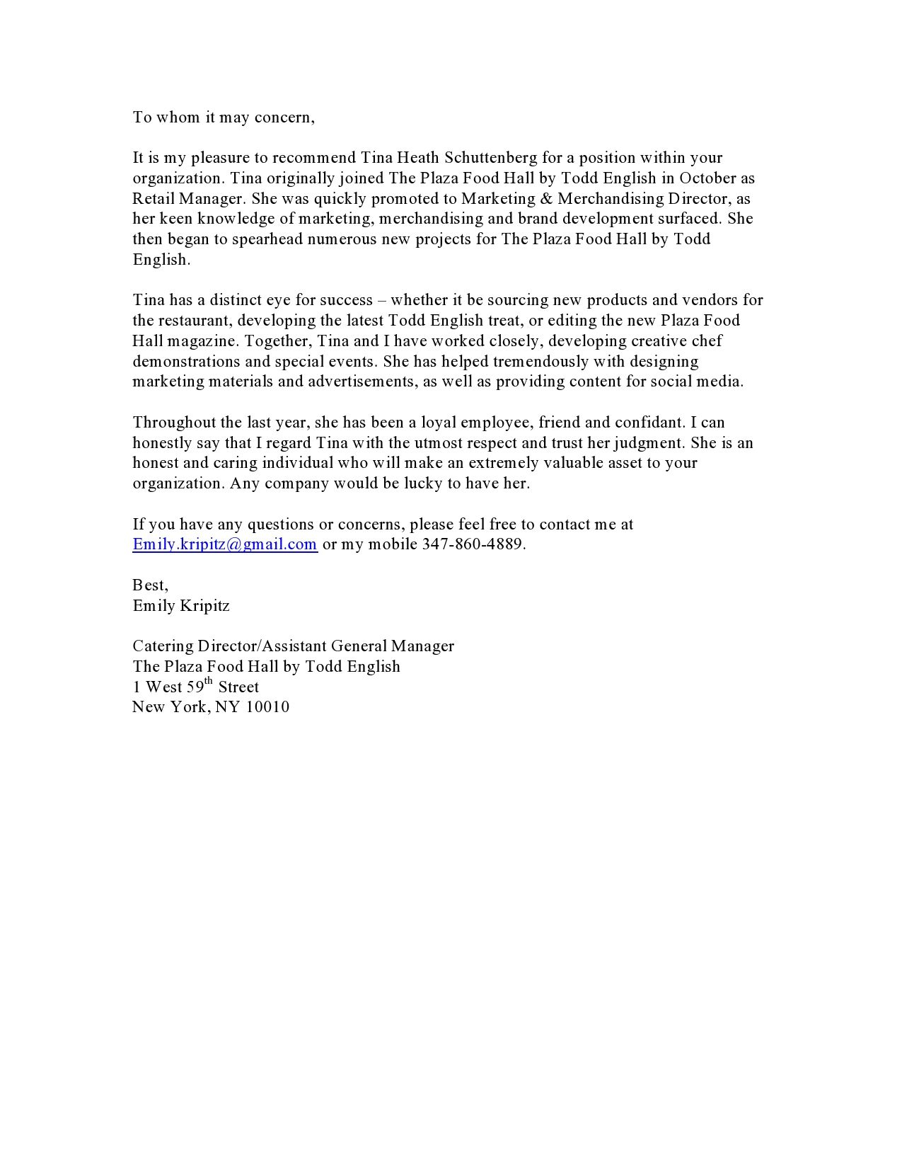 Reference Letter Samples From an Employee's.