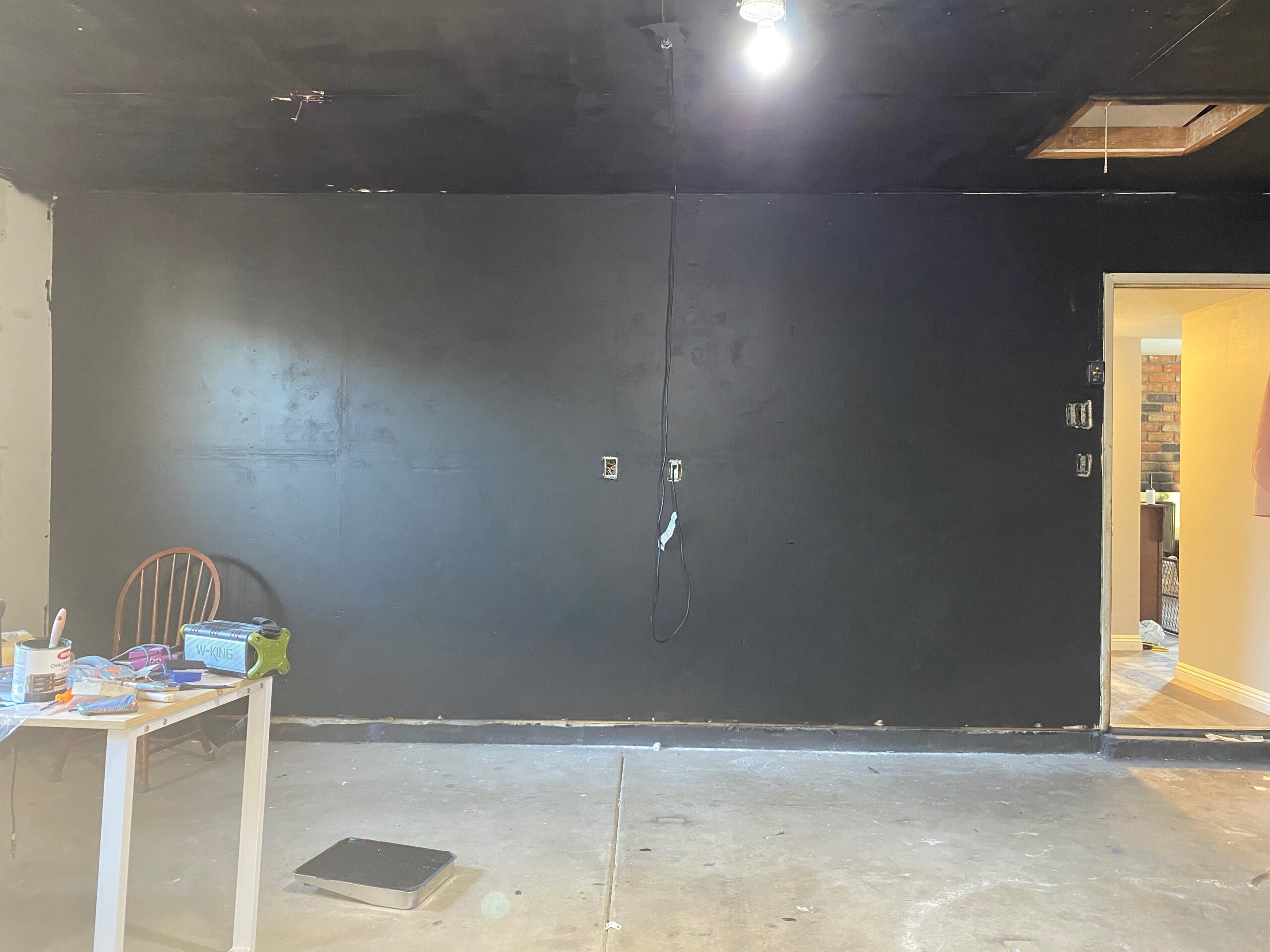 A black chalkboard wall