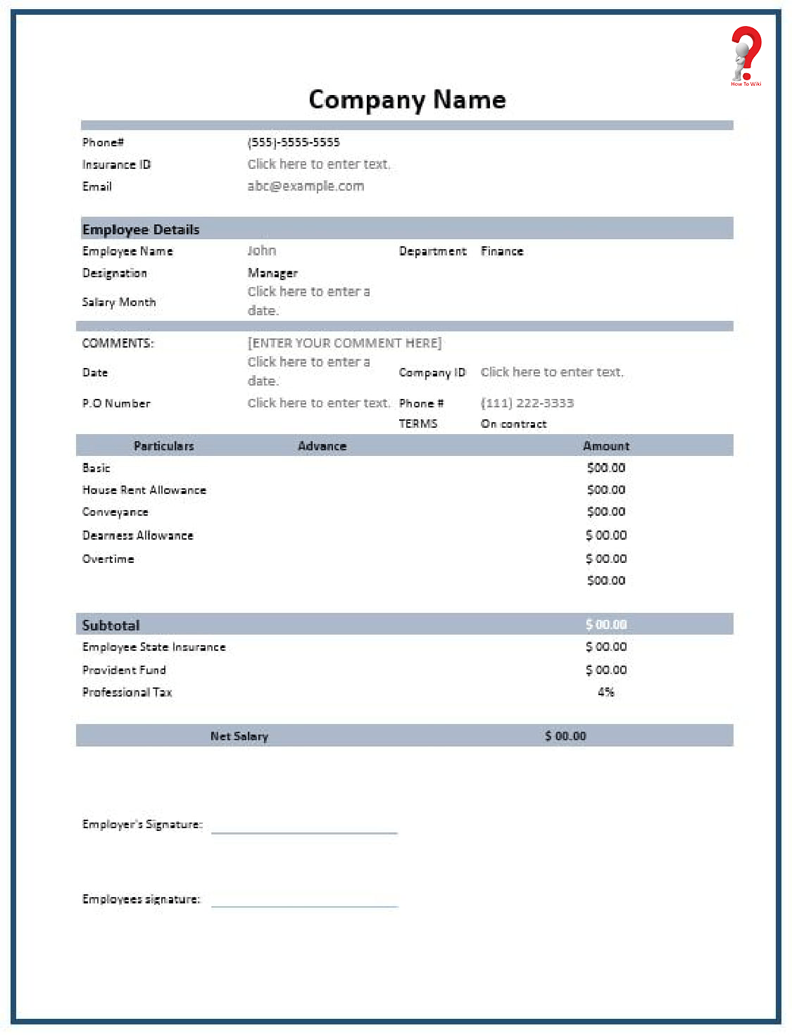 How To Make Salary Slip Format in PDF, Excel, Word HowToWiki