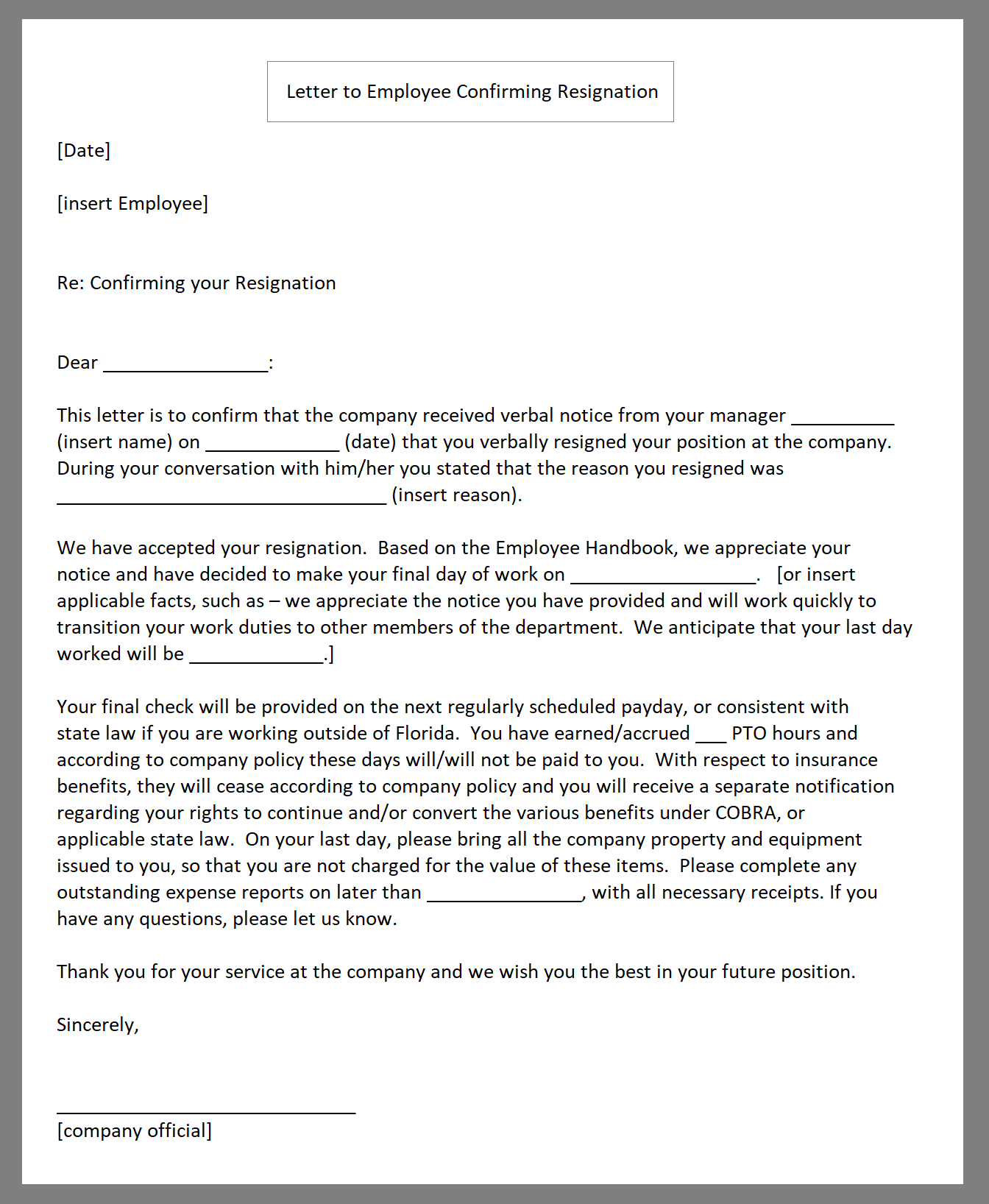 How To Write Resignation Acceptance Letter Template HowToWiki