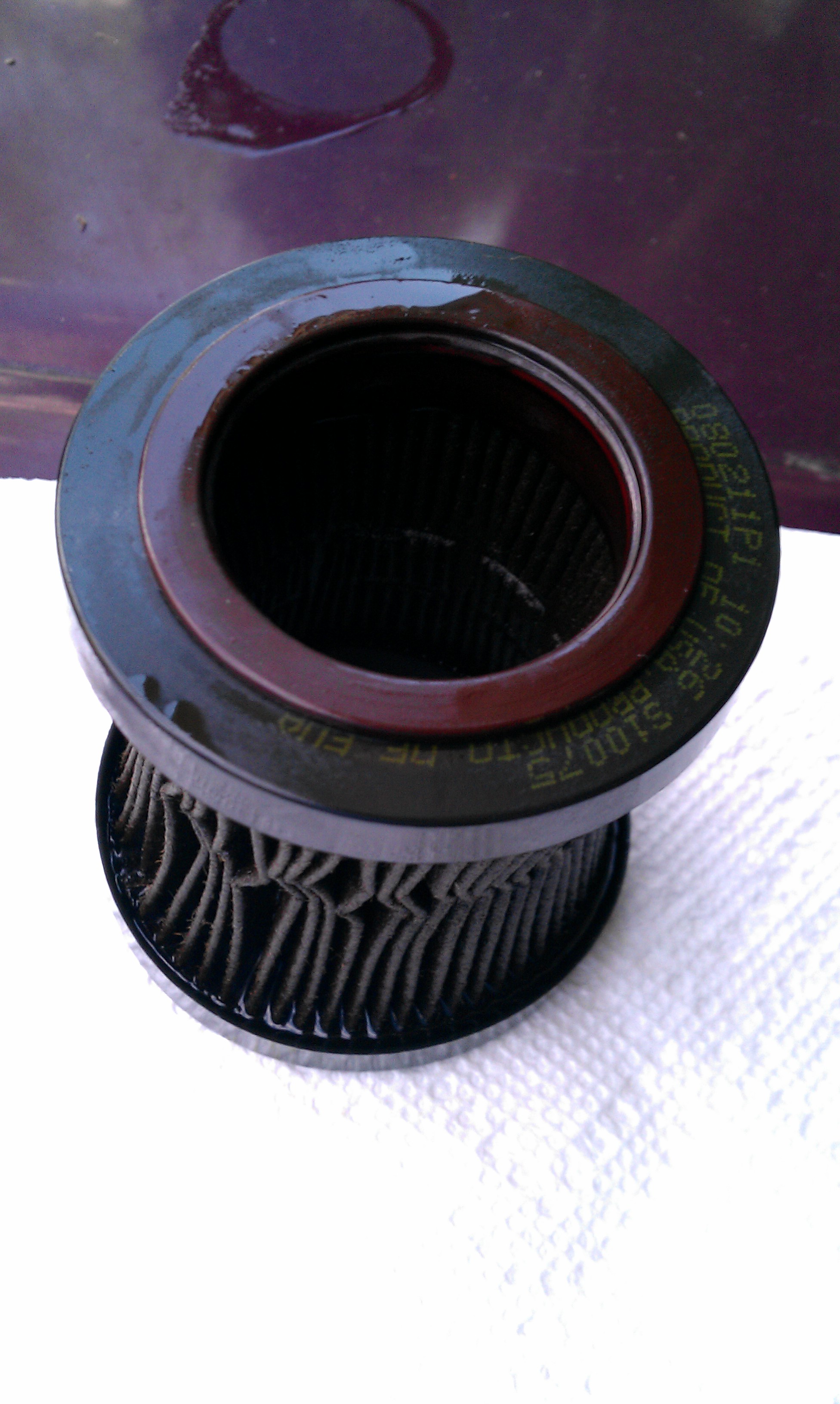 Collapsed oil filter element