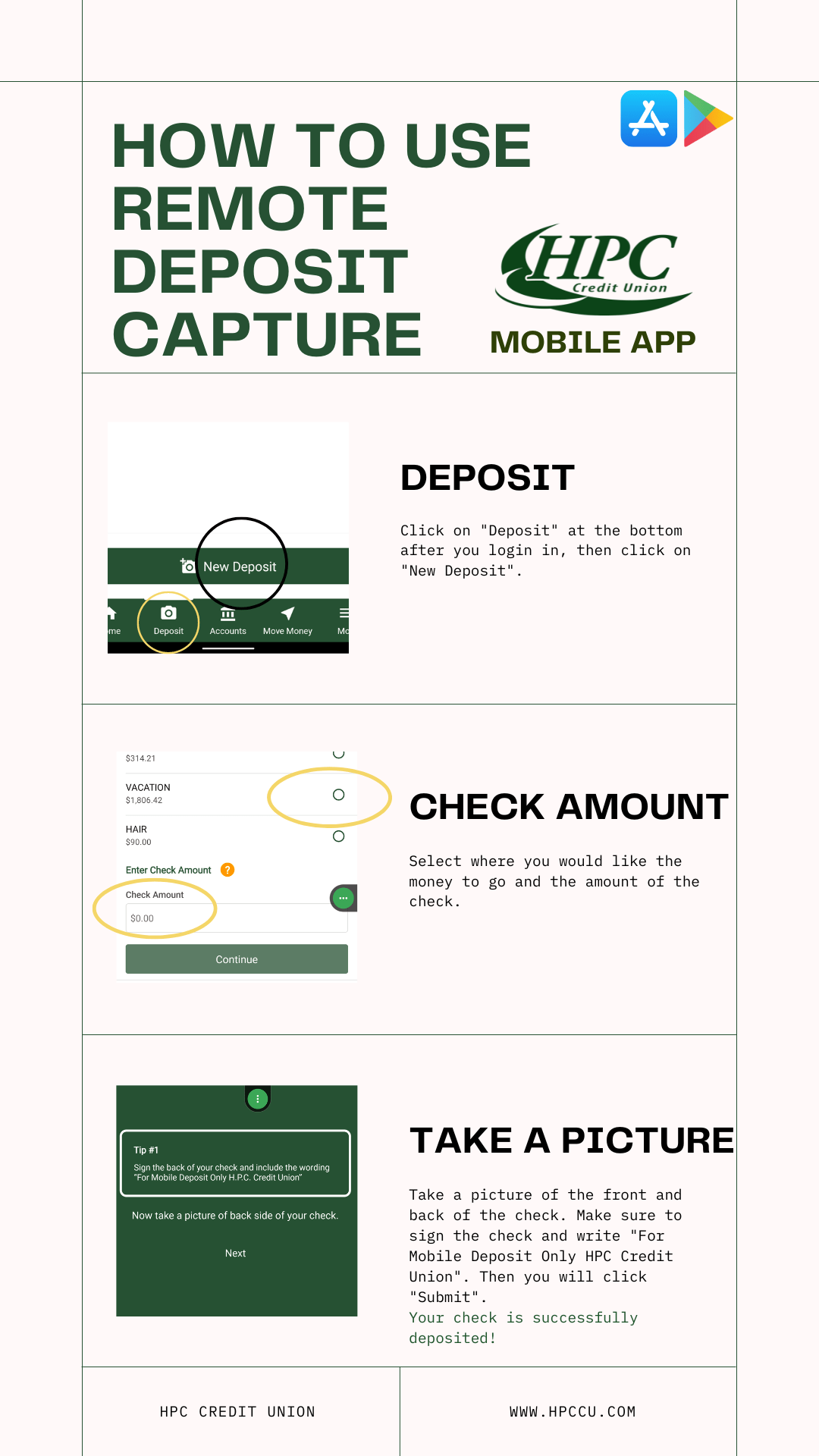 How To Use Mobile Deposit with HPC’s Mobile App HPC Credit Union