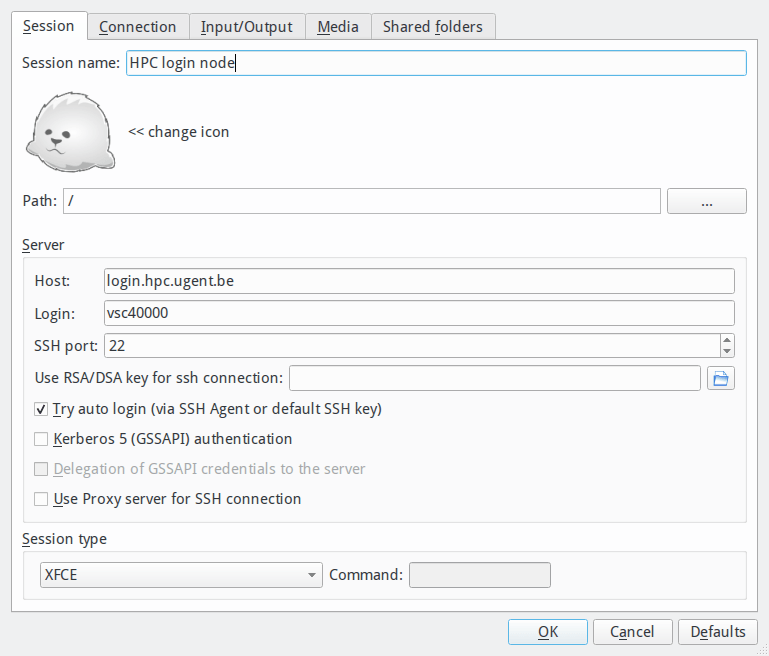 Graphical applications with X2Go VSC User Documentation Gent (Windows)