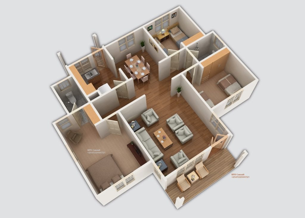 Grab Your Full Plan PDF Here! Three Bedroom House Plan with Master Bedroom En suite HPD Consult