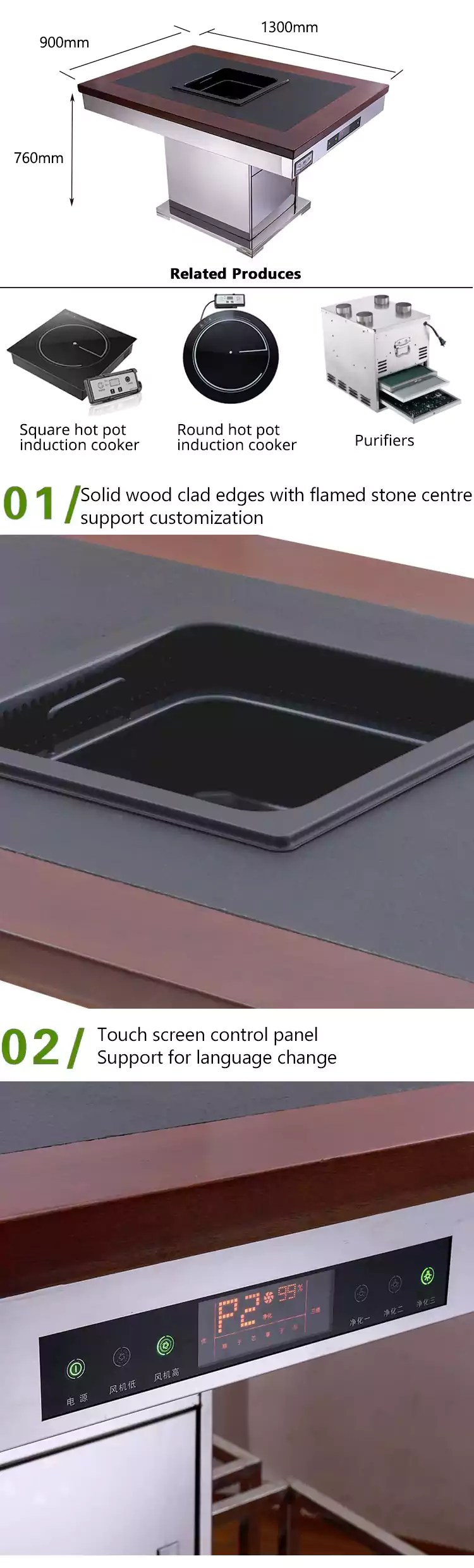 Restaurant commercial smokeless hot pot table for sale HPOTT