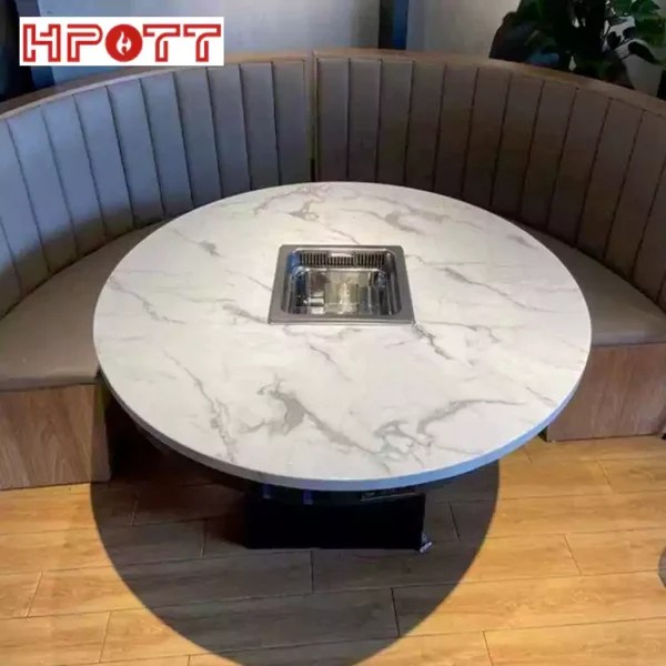 Chinese Marble Electric Built in Square Hot Pot Table For Restaurant