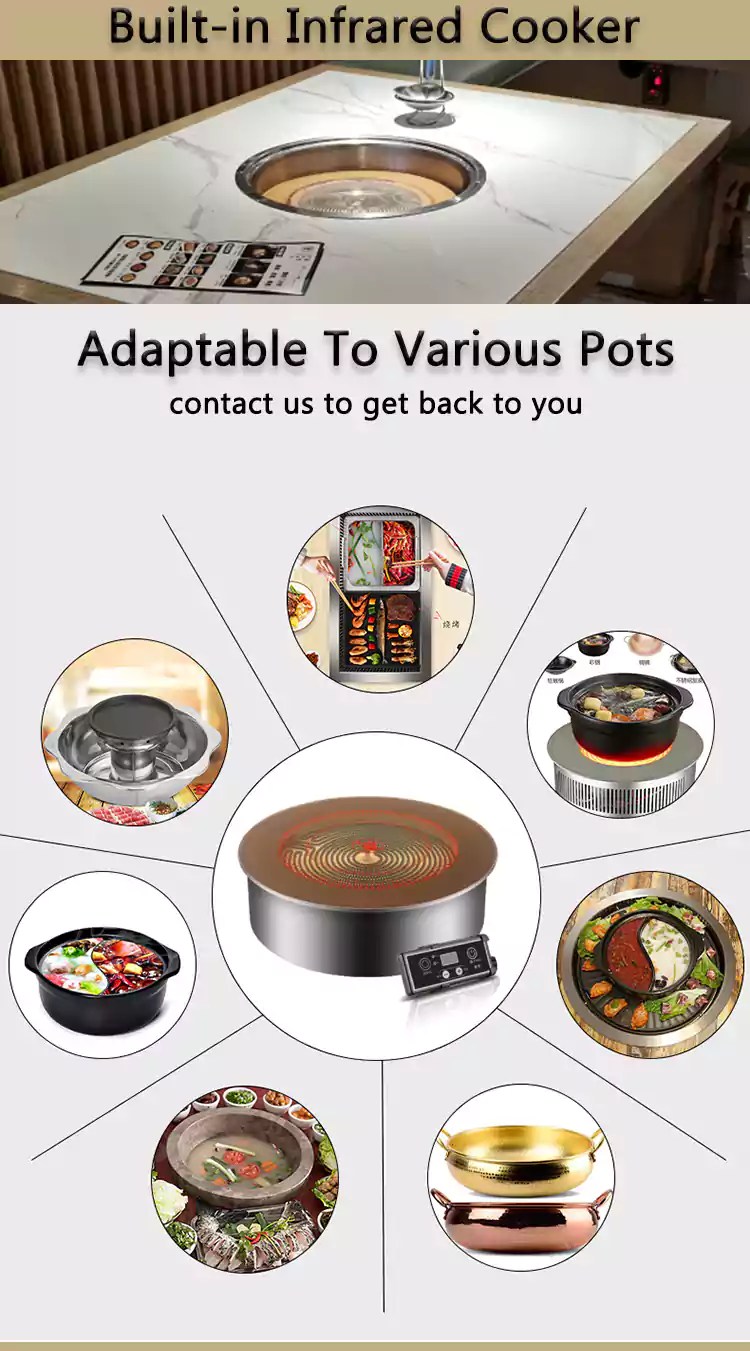 Built In Electric Infrared Cooker Hot Pot Table For Restaurant HPOTT