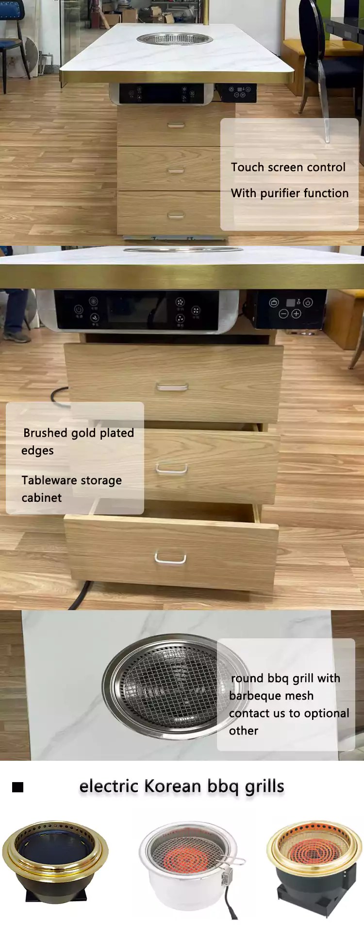 Commercial Built In Electric Smokeless Korean BBQ Grill Table For