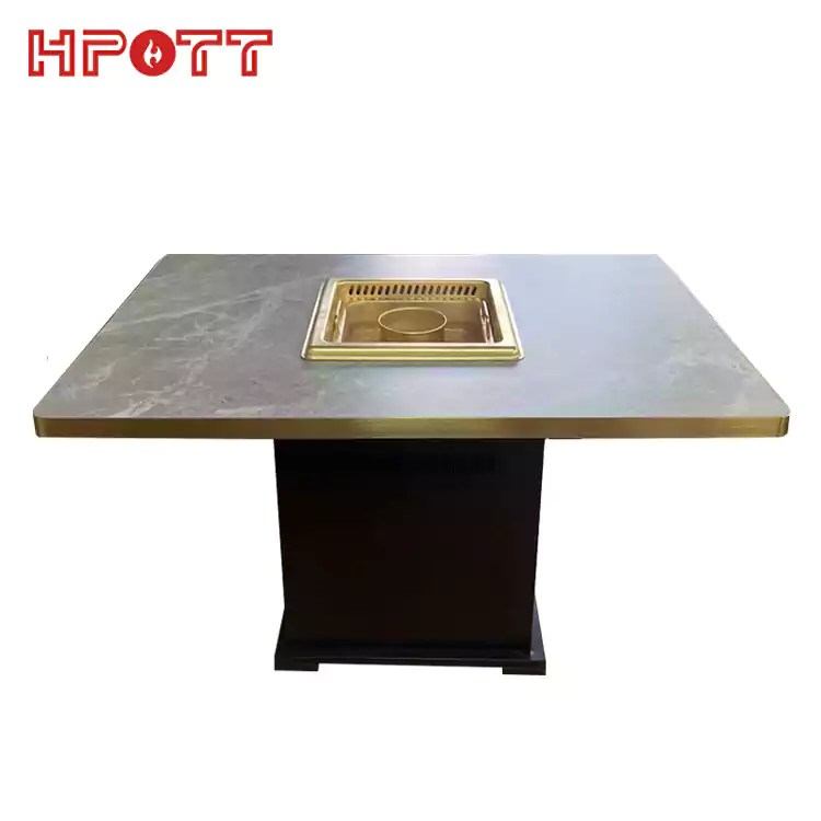Gold Cookware Commercial Electric Shabu Hot Pot Dining Table For