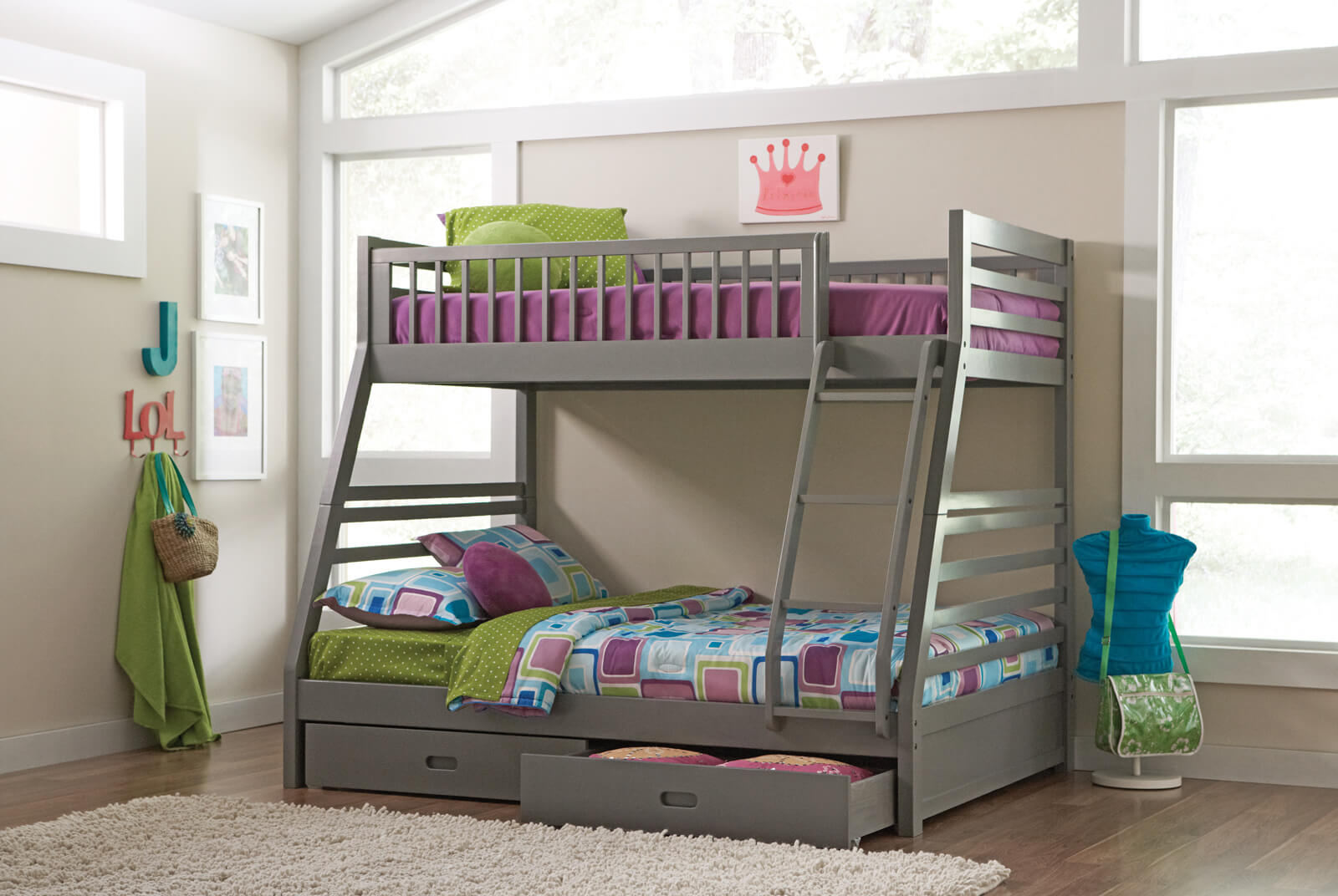 Twin Over Full Bunk Bed Sets Trendy Gray Twin over Full Bunk Bed Set HRC Furniture