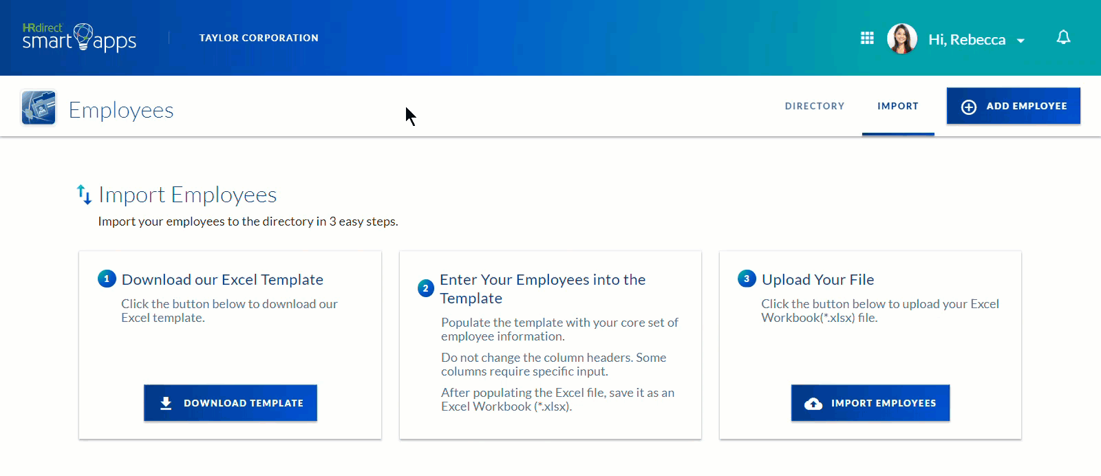 Importing Employees HRdirect Smart Apps