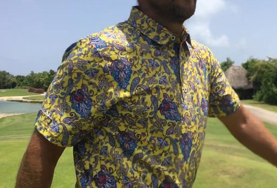 Yellow Paisley Golf Shirt Hreski 129