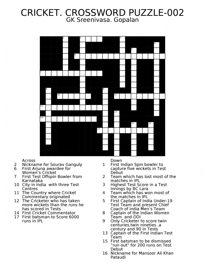 Cricket Crossword Puzzle002