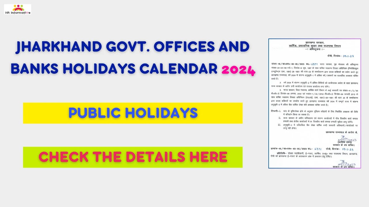 Jharkhand Government and Bank Holidays List 2024 Notification, Download