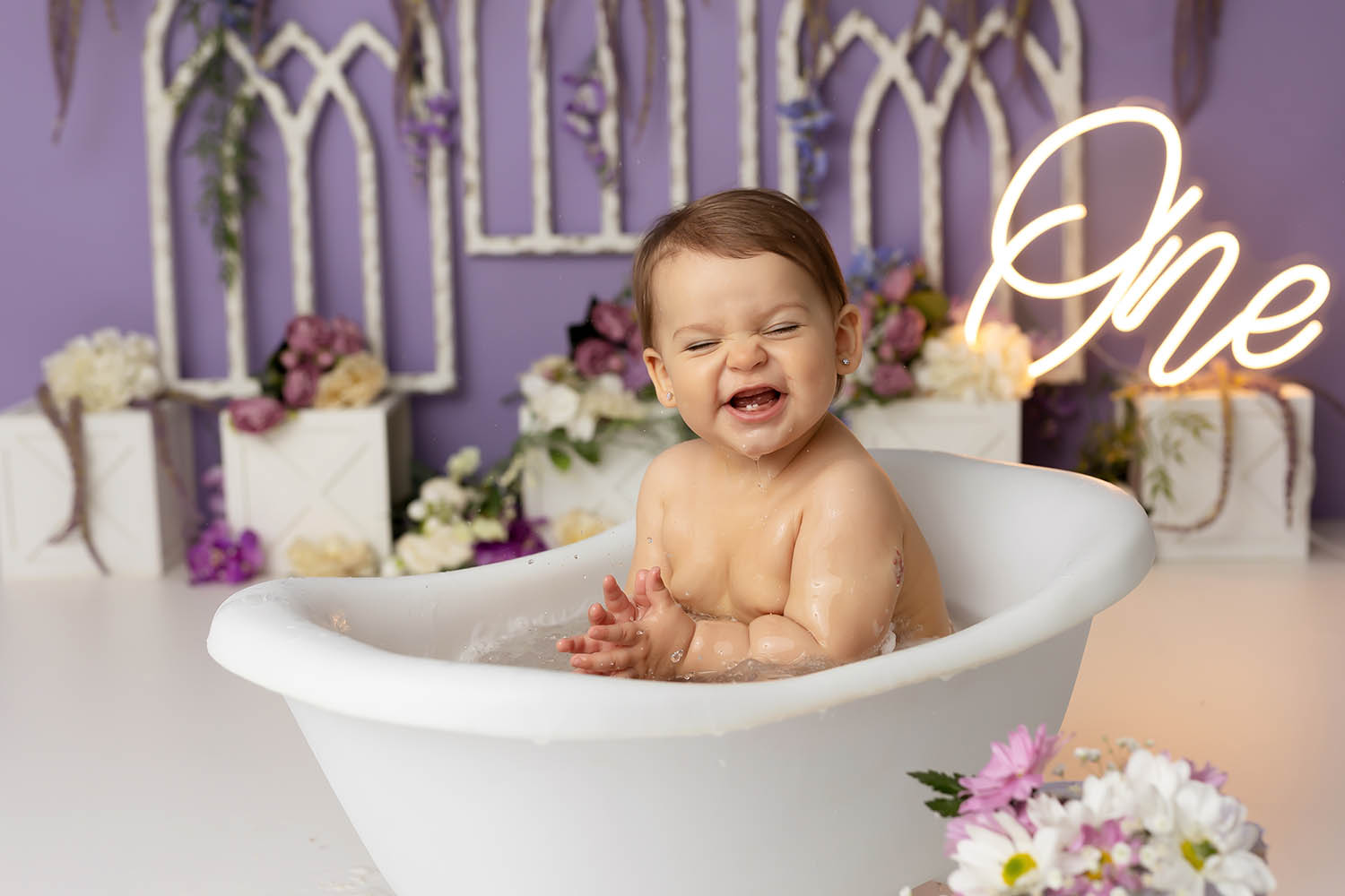 Kitchener Waterloo Pretty Purple Vintage Cake Smash Herakovic Photography