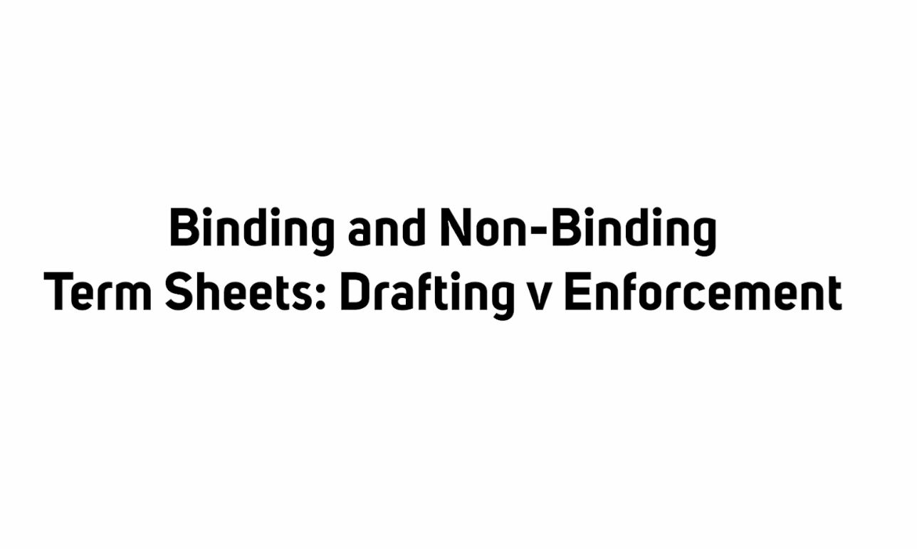 Binding and NonBinding Term Sheets Drafting v Enforcement HSA