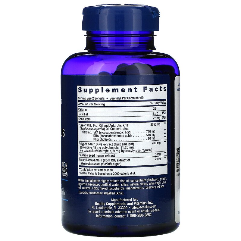 Life Extension Super Omega3 Plus EPA/DHA Krill & Astaxanthin