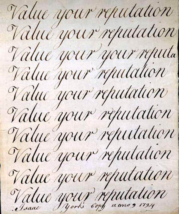 Student Handwriting Samples Historical Society of Pennsylvania