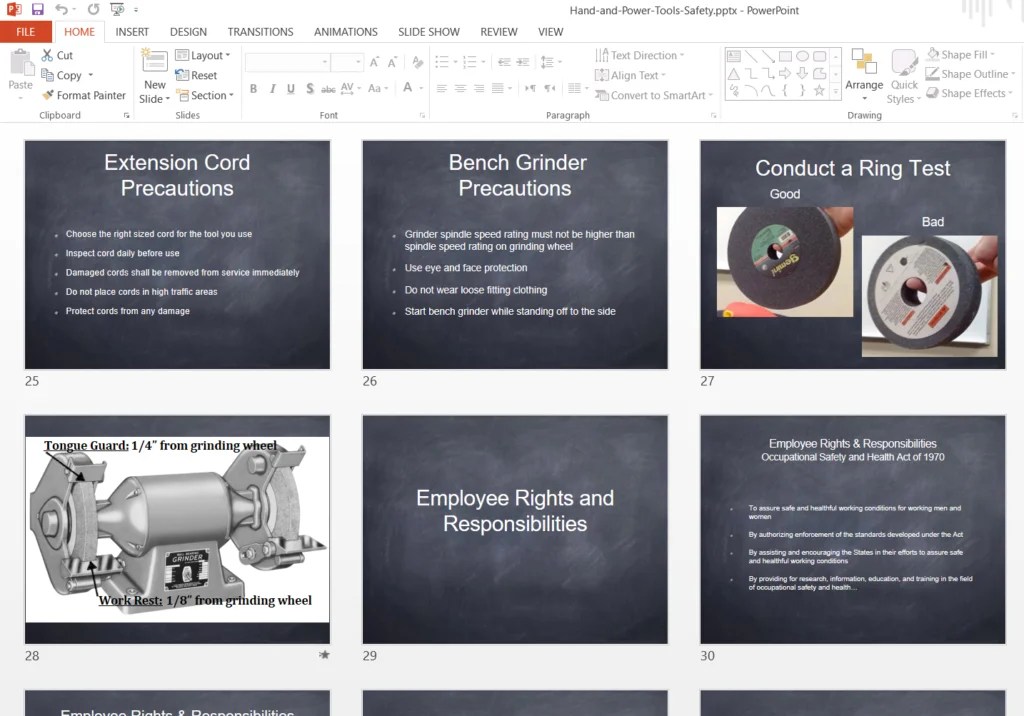 Hand and Power Tool Safety,Incident Investigation & Site Inspection