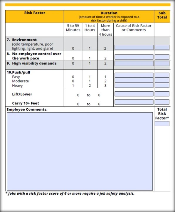 Free Ergonomics Checklist for General Industry HSSE WORLD