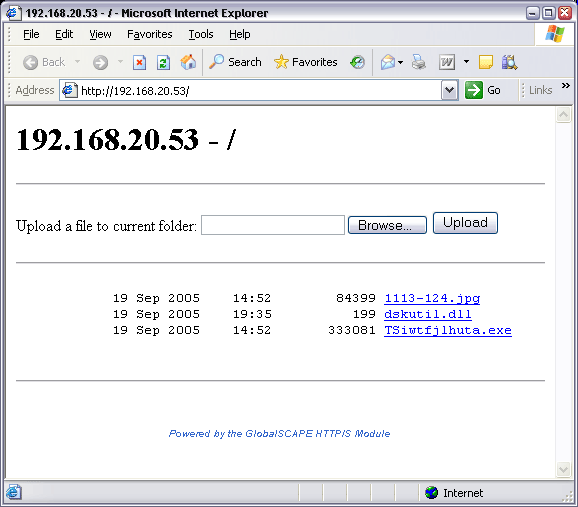 HTML Listing and Upload Form