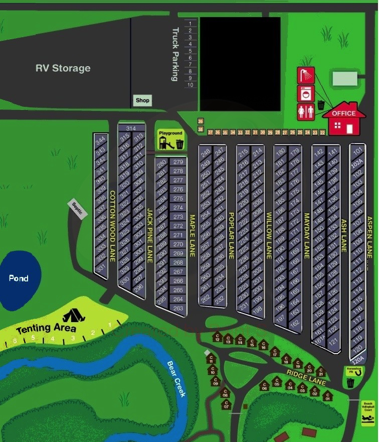 Tenting Happy Trails Campground & Cabins