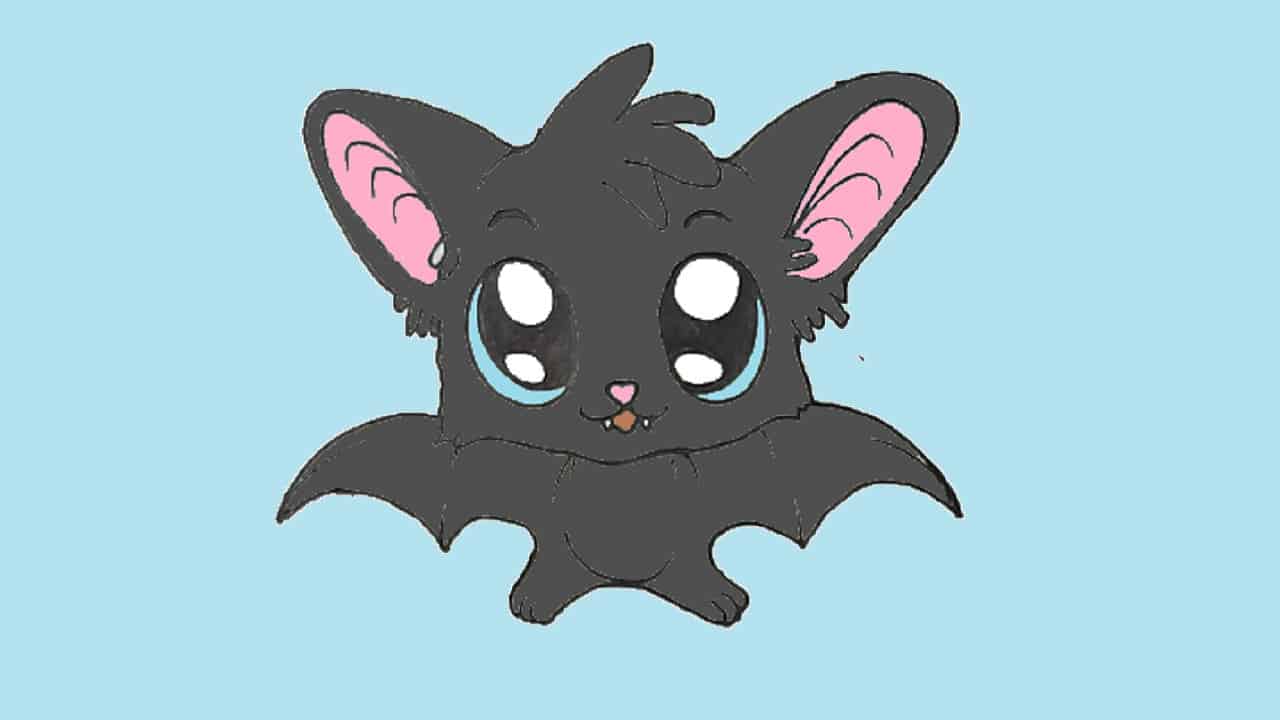 How to draw a cartoon bat cute and easy