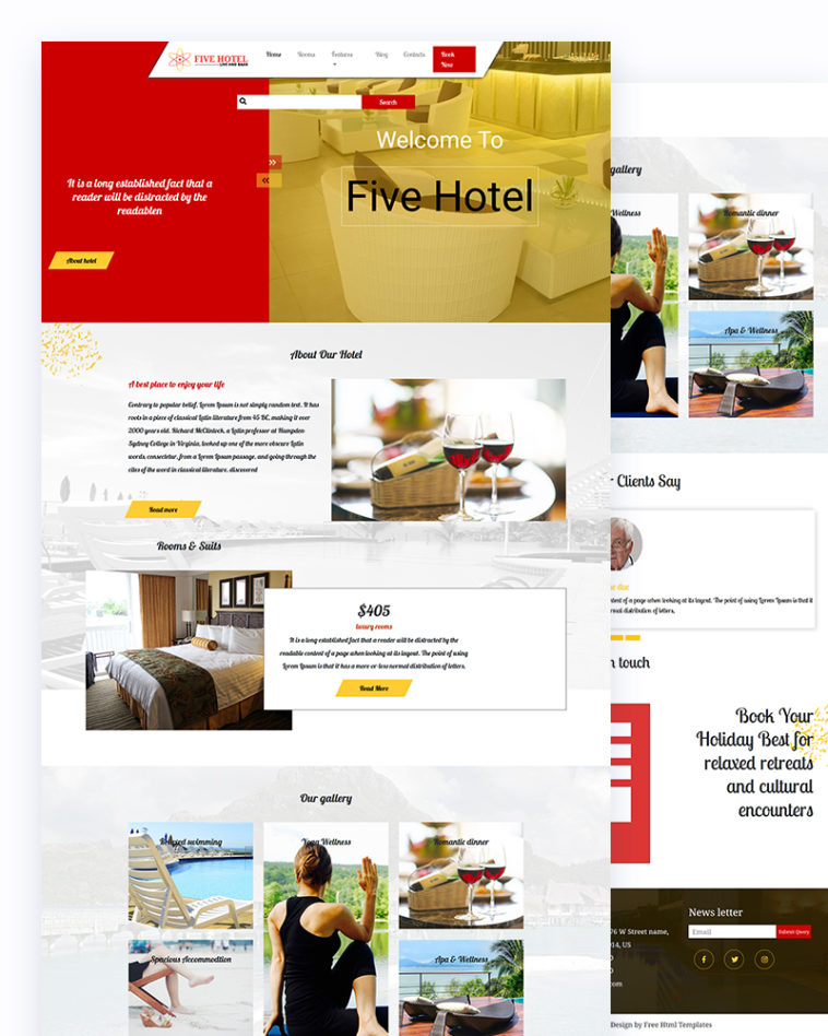 Download Free Premium Five Free Hotel Html Template