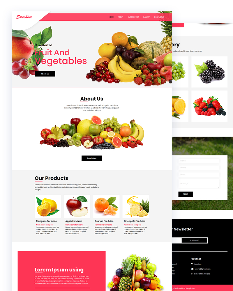 Sunshine Fruit & Vegetables PSD Template