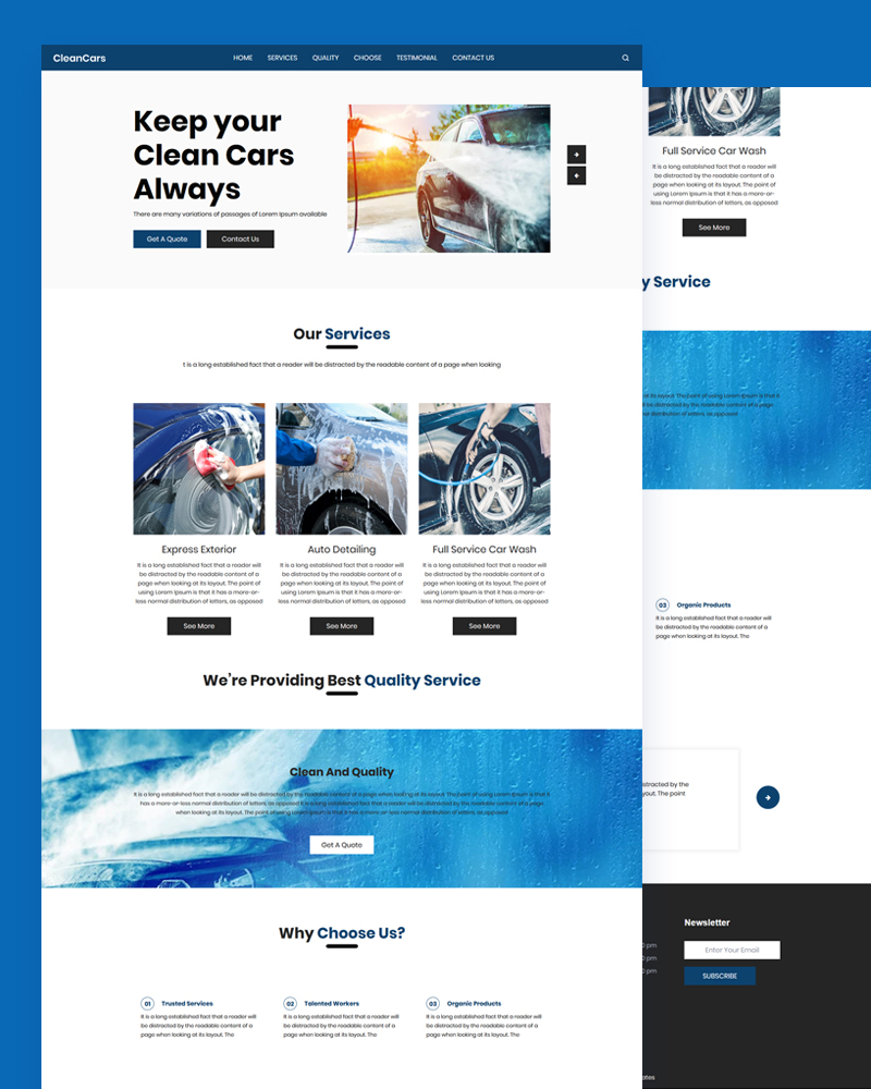 Cleancars Car Clean Service Website Template Free