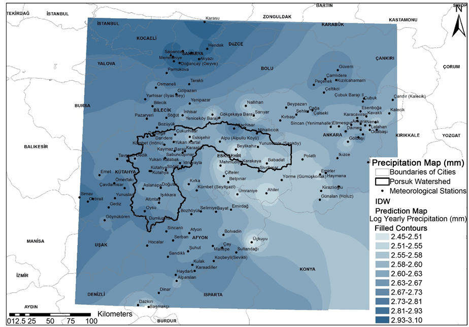Mapping of Precipitation, Temperature and Evaporation Distributions in