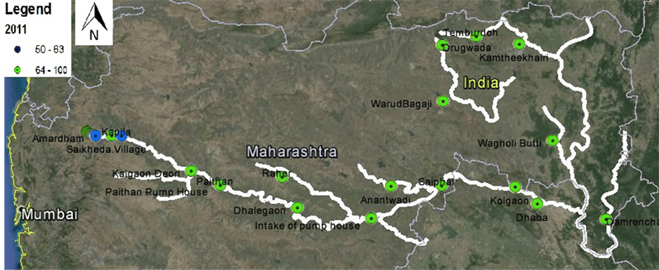 Detection and Mapping of Water Quality Variation in the Godavari River