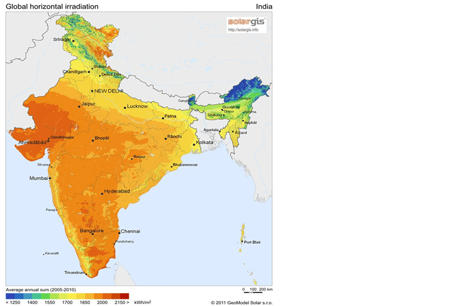 Solar Energy Generation Potential Estimation in India and Gujarat