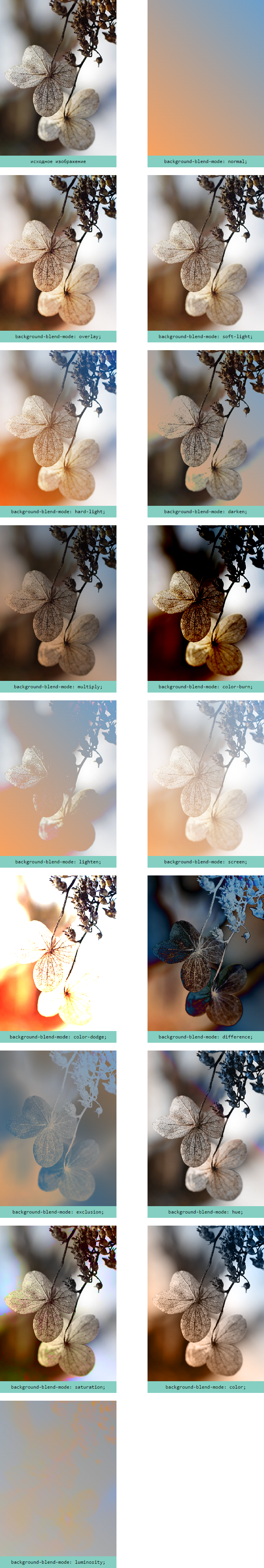 Свойство backgroundblendmode. Режимы смешивания слоёв в CSS