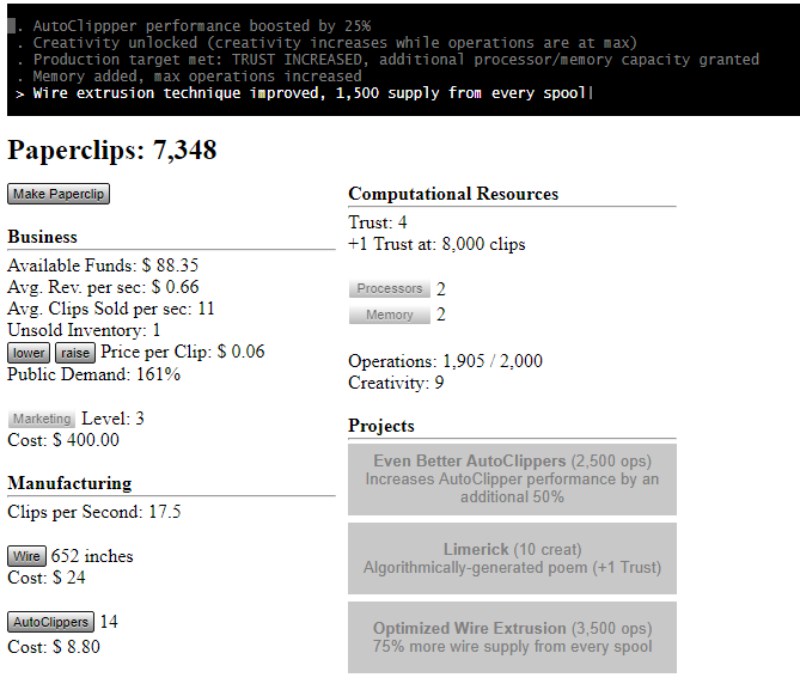 Universal Paper Clips Game HTML5 Game Development
